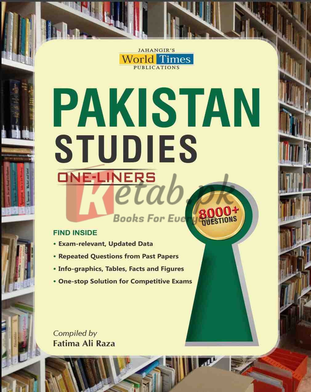 Front cover of the book One-Liner Series: Pakistan Studies by Fatima Ali Raza published by JWT, ideal for CSS and PMS preparation.