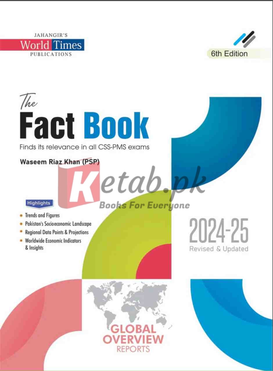 Front cover of the 100% original The Fact Book By Waseem Riaz for CSS and PMS preparation by Jahangir World Times.
